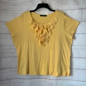 Casual Express Yellow Ruffle Blouse Short Sleeve Size XXL